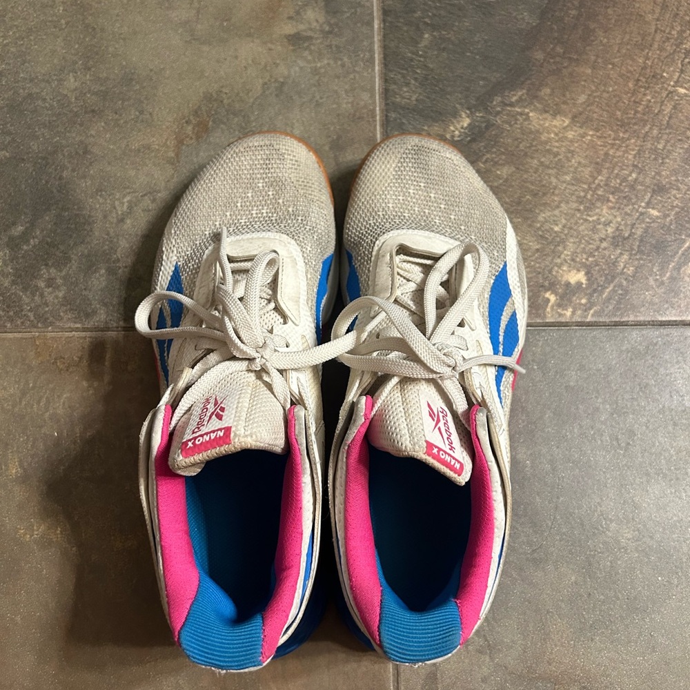 Reebok White and Blue Athletic Shoes